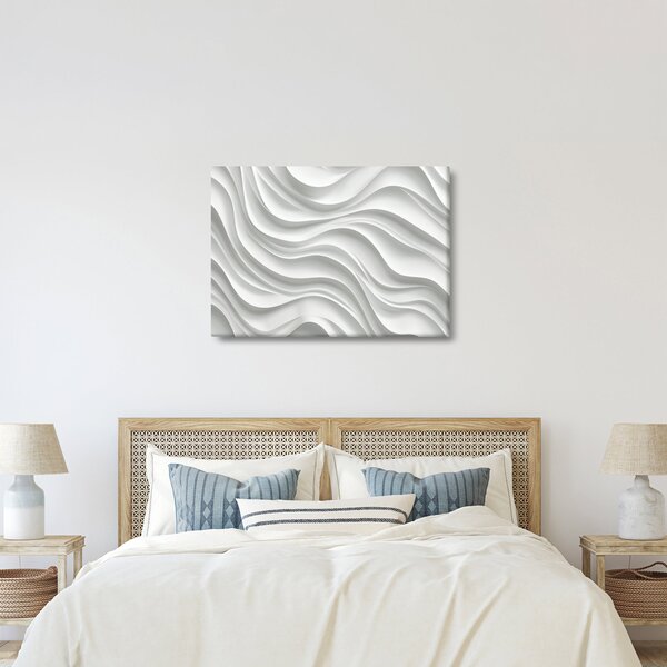 Obraz - 3D biele vlny (70x50 cm)
