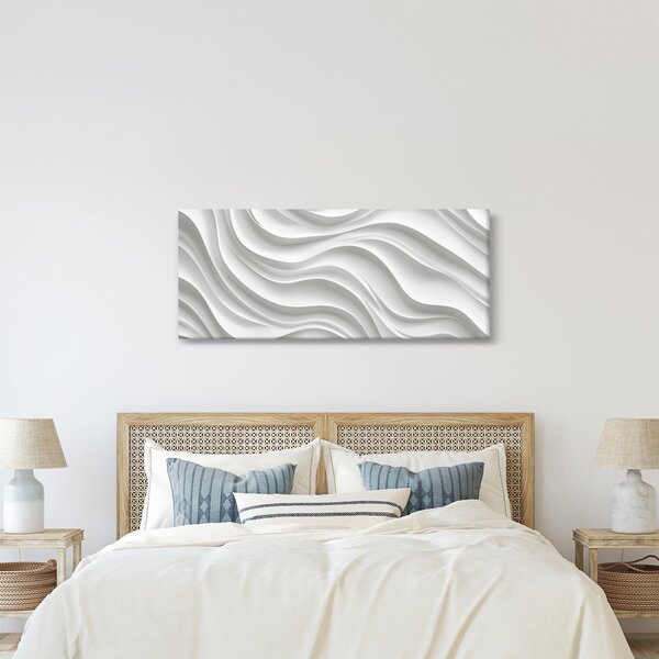 Obraz - 3D biele vlny (120x50 cm)