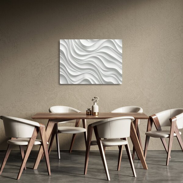 Sklenený obraz - 3D biele vlny (70x50 cm)