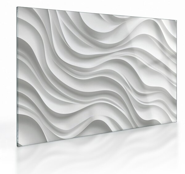 Sklenený obraz - 3D biele vlny (70x50 cm)