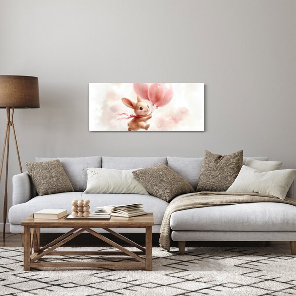 Obraz - Zajačik s balónikmi (120x50 cm)