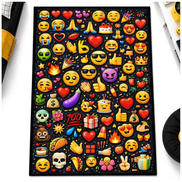 Protišmykový herný koberec Emoji 3D