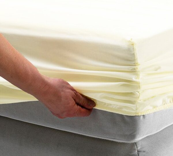 AKCIA! Jersey prestieradlo EKONOM 90x200 cm smotanové