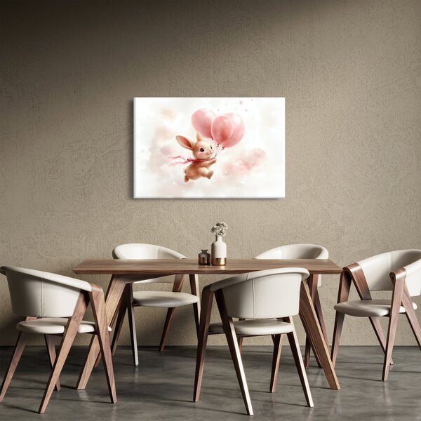 Obraz - Zajačik s balónikmi (90x60 cm)