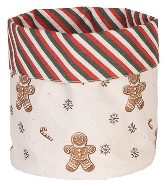 Béžový bavlnený košík na pečivo s perníčkami Gingerbread Magic - Ø 15*16 cm - Clayre & Eef