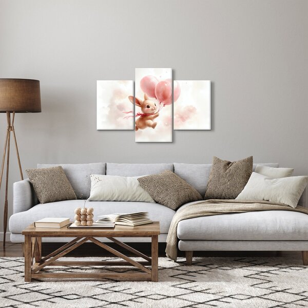 Obraz - Zajačik s balónikmi (90x60 cm)