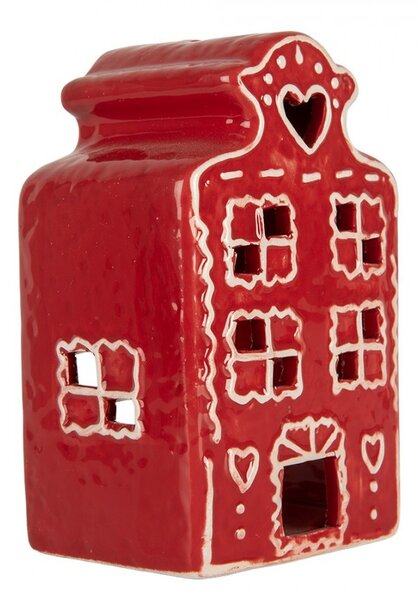 Červená perníková chalúpka na sviečku Gingerbread Cott - 8*7*13 cm - Clayre & Eef