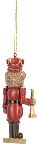 Závesná dekorácia hnedý medvedík v červenej uniforme - 4*4*11 cm - Clayre & Eef