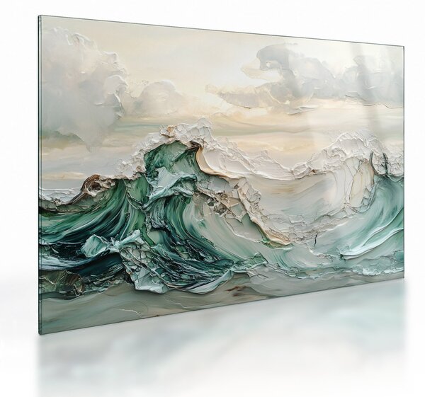 Sklenený obraz - 3D abstrakcie mora (70x50 cm)
