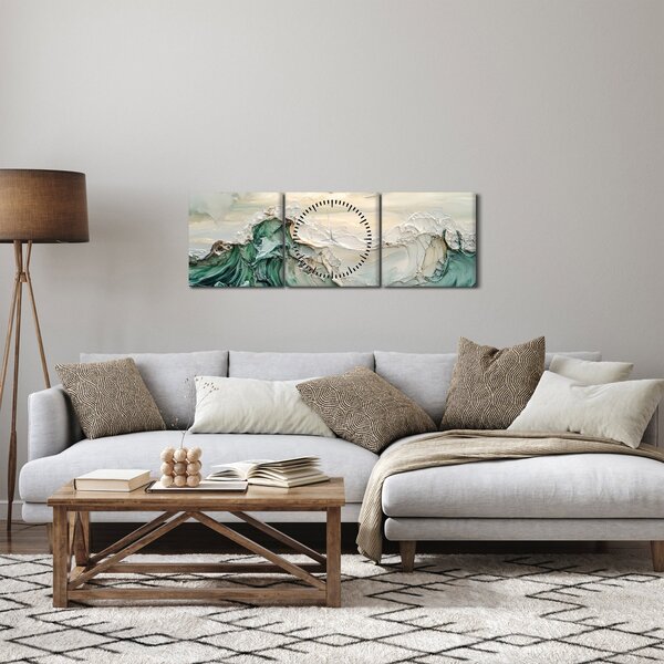 Obraz - 3D abstrakcie mora (s hodinami) (90x30 cm)