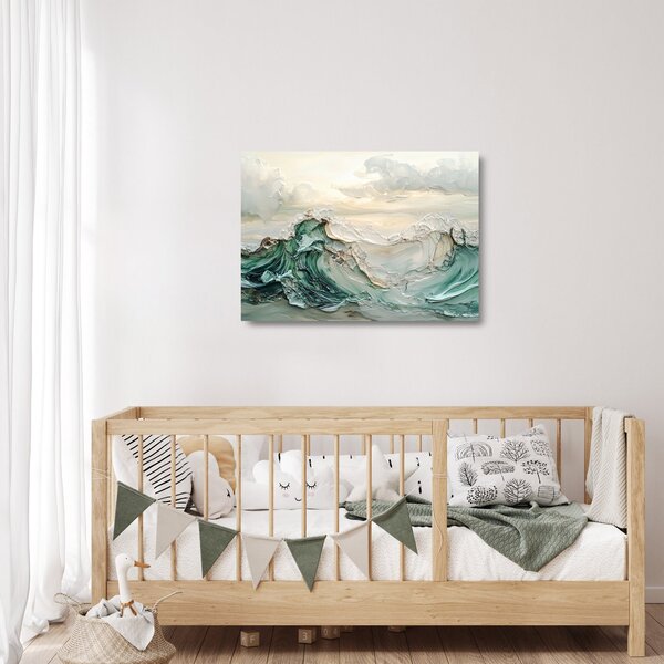 Sklenený obraz - 3D abstrakcie mora (70x50 cm)