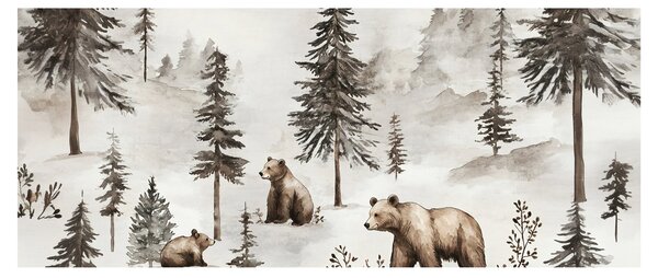 Obraz - Les s medveďmi (120x50 cm)