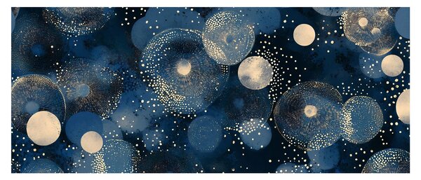 Obraz - Modro-zlaté krúžky (120x50 cm)