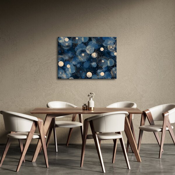 Obraz - Modro-zlaté krúžky (70x50 cm)