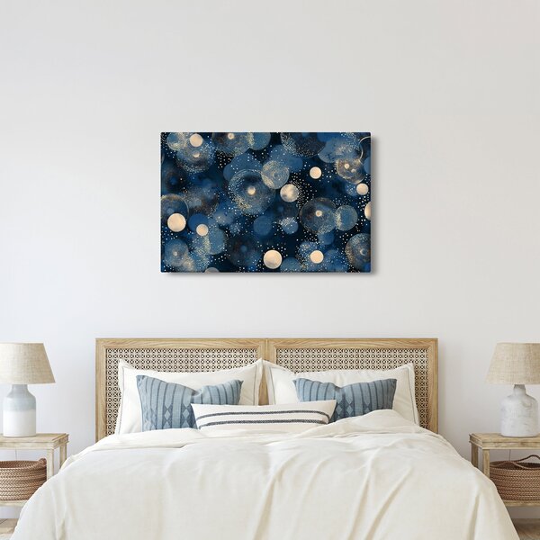 Obraz - Modro-zlaté krúžky (90x60 cm)