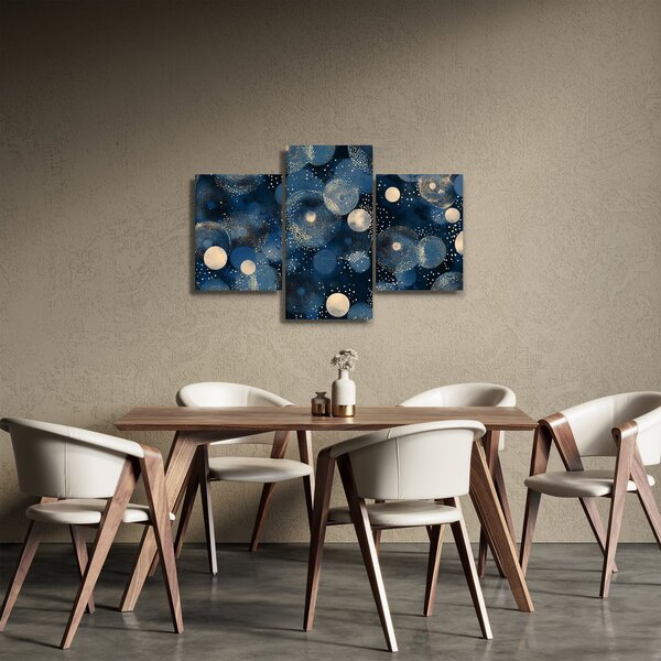 Obraz - Modro-zlaté krúžky (90x60 cm)