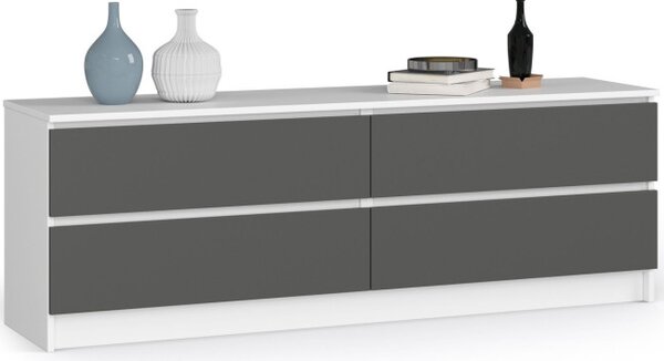 Komoda K160 4SZ CLP biela / sivá