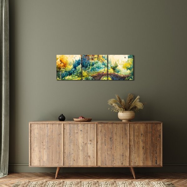 Obraz - Rozprávkový zámok (s hodinami) (90x30 cm)