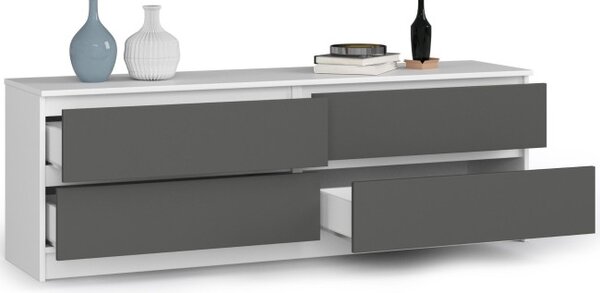 Komoda K160 4SZ CLP biela / sivá