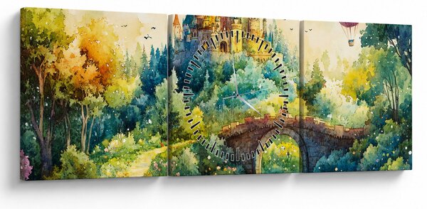 Obraz - Rozprávkový zámok (s hodinami) (90x30 cm)