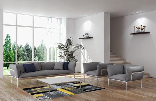 Ayyildiz, Kusový koberec Lima 1350 yellow, 80x150, šedá, kancelária