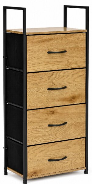 ModernHome GIC-C102-19 Komoda so 4 textilnými zásuvkami, hnedo-čierna