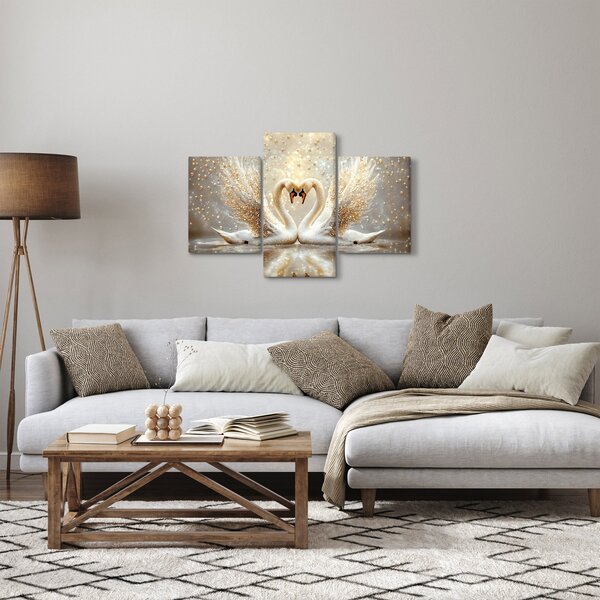 Obraz - Zlaté labute (90x60 cm)