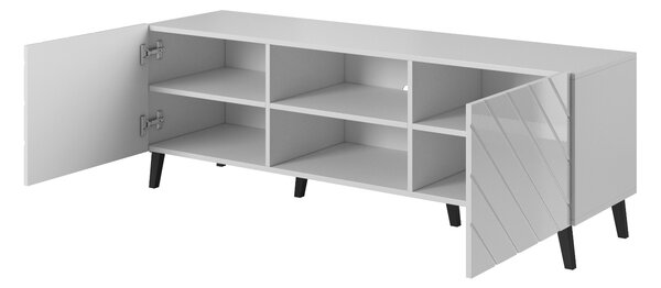 TV STOLÍK DIOS ČIERNY LESK OCEĽOVÝ PODSTAVEC 150 cm