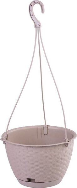 Kvetináč RATOLLA Round W 240, mocca, podložka, závesný, s vešiakom