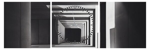 Obraz - Štvorcový tunel (s hodinami) (90x30 cm)