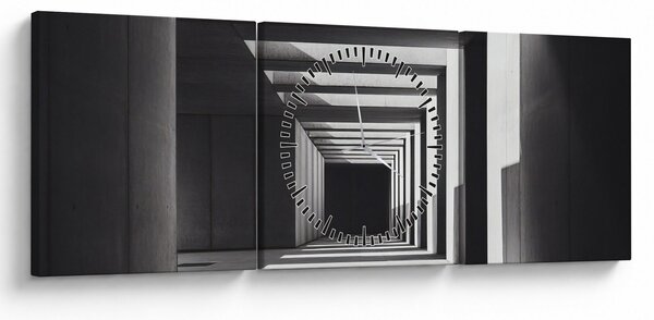 Obraz - Štvorcový tunel (s hodinami) (90x30 cm)