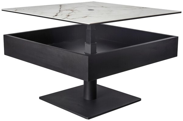 KONFERENČNÝ STOLÍK, čierna, biela, kov, sklo, keramika, kompozitné drevo, 75/75/42-57 cm Dieter Knoll - Stolíky do obývačky