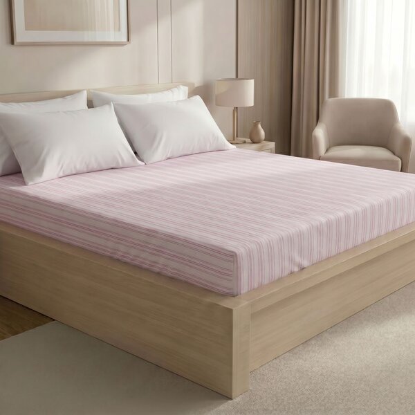 Kvalitex Bavlnené napínacie prestieradlo ružový prúžok 80x200cm