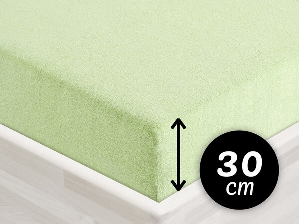 Froté napínacie prestieradlo na vysoký matrac FR-018 Pastelovo zelené 140 x 200 - výška 30 cm