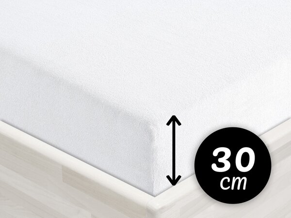 Froté napínacie prestieradlo na vysoký matrac FR-031 Biele 200 x 200 - výška 30 cm