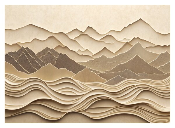 Sklenený obraz - 3D línia hôr (70x50 cm)