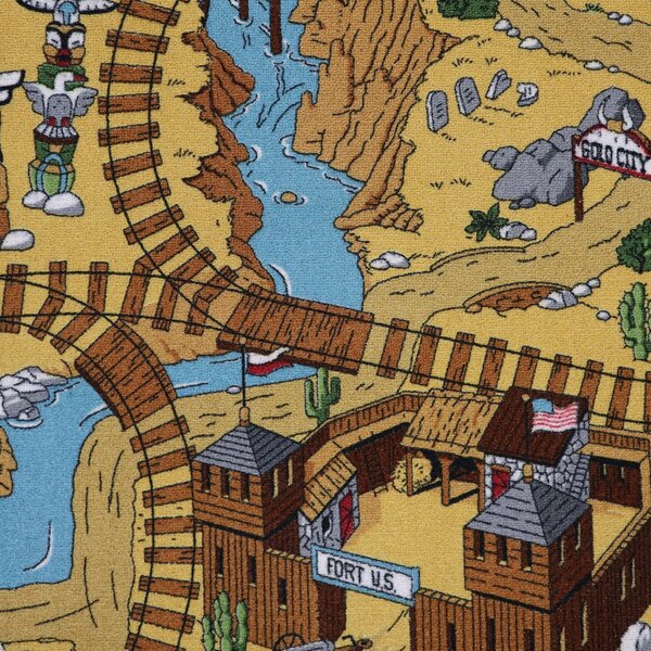 AladinWorld Expres , Detský kusový koberec Western kruh, 200x200 (priemer) kruh, viacfarebná, detská izba