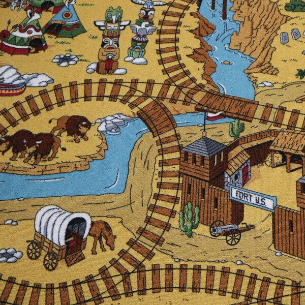 AladinWorld Expres , Detský kusový koberec Western kruh, 200x200 (priemer) kruh, viacfarebná, detská izba