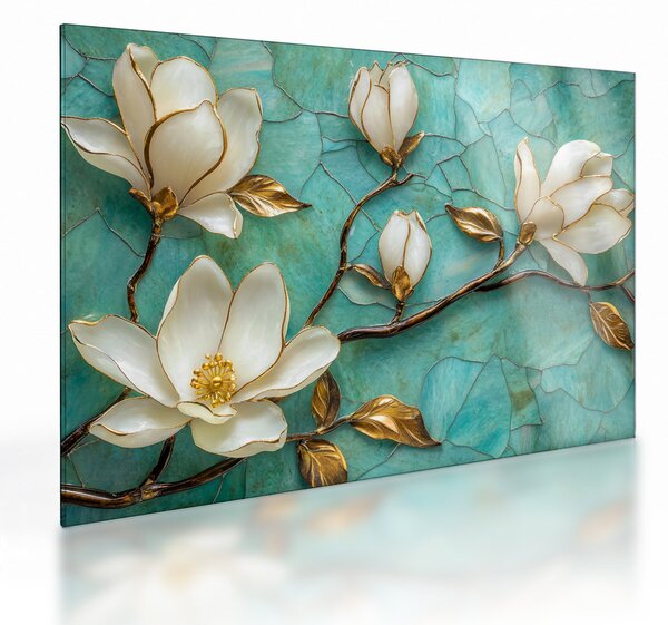 Sklenený obraz - 3D magnólia (70x50 cm)