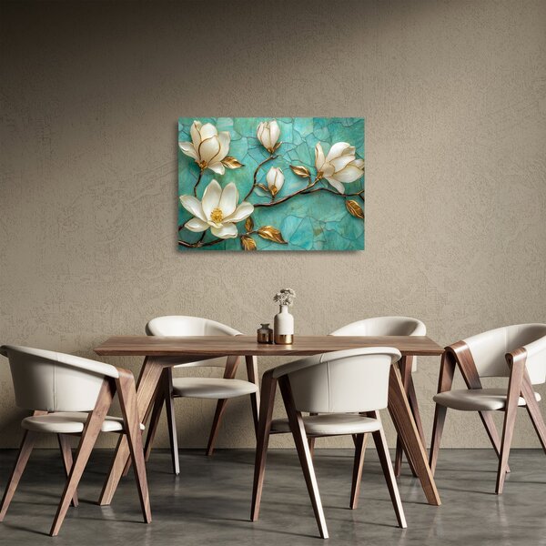 Sklenený obraz - 3D magnólia (70x50 cm)