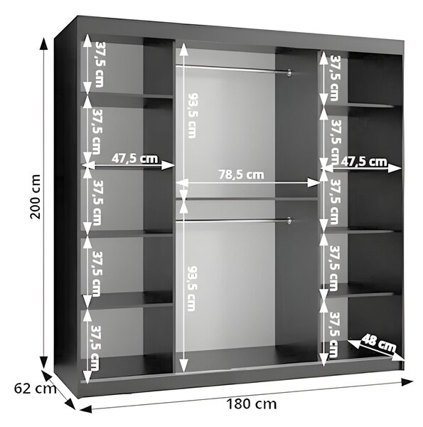 Šatníková skriňa Baren 2 180x200x62 - kašmír