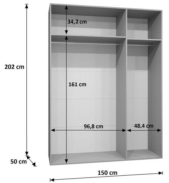 Šatníková skriňa Sandi 1 150x202x52 - orech / zlatá