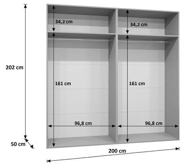 Šatníková skriňa Sandi 1 200x202x52 - orech / zlatá