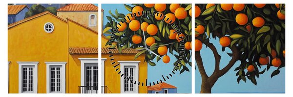 Obraz - Pomarančovník (s hodinami) (90x30 cm)