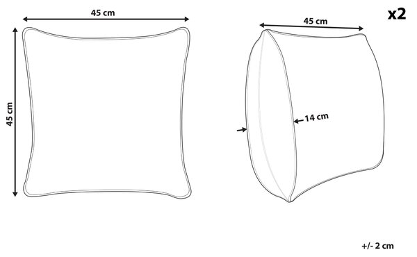 Sada 2 dekoratívnych vankúšov sivá bavlna a polyester 45 x 45 cm motív králika odnímateľné poťahy obývacia izba spálňa