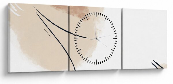 Obraz - Biela abstrakcia (s hodinami) (90x30 cm)