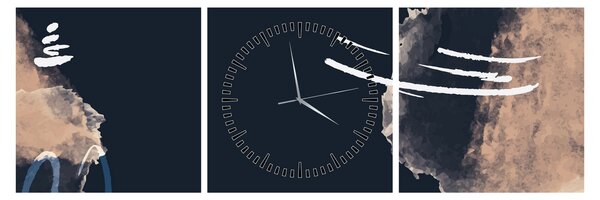 Obraz - Tmavomodrá abstrakcia (s hodinami) (90x30 cm)