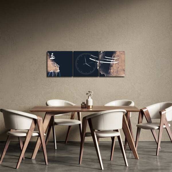Obraz - Tmavomodrá abstrakcia (s hodinami) (90x30 cm)