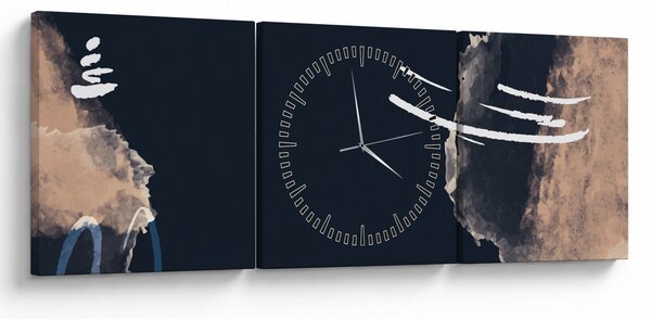 Obraz - Tmavomodrá abstrakcia (s hodinami) (90x30 cm)