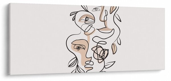 Obraz - Line art tváre (120x50 cm)